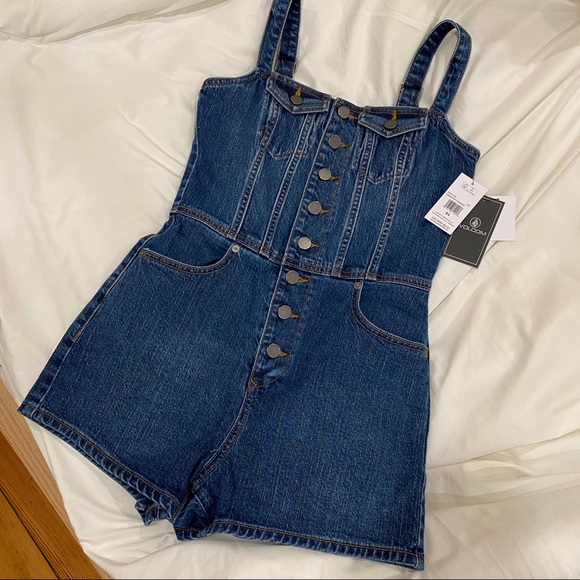 Denim Button Romper Volcom - Picture 1 of 7